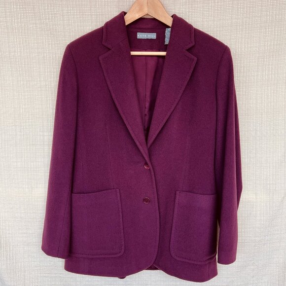 Vintage Cashmere Wool Longline Blazer Two Button Vintage Woolmark Blend Size 6 - Picture 4 of 16